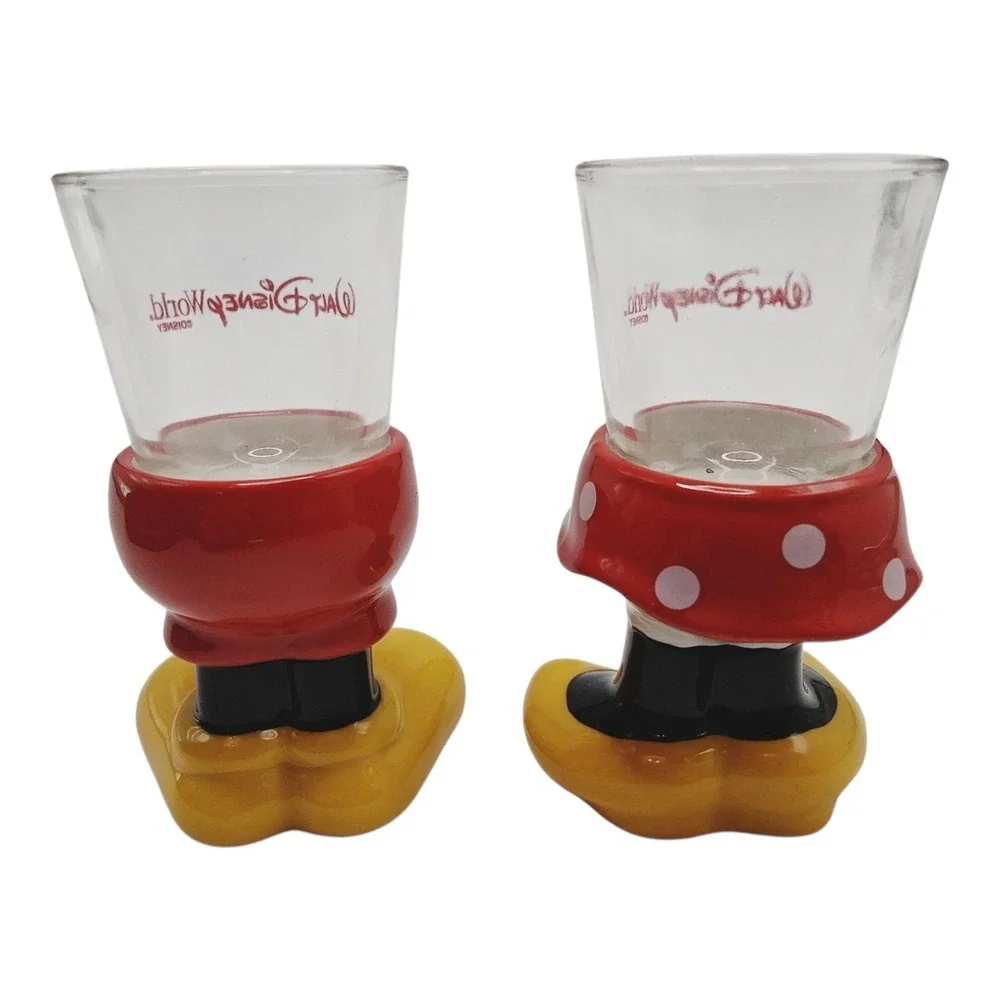 VTG Pair‎ Of Minnie and Mickey Mouse Shot Glasses Legs Feet Shoes WDW EXCLUSIVE